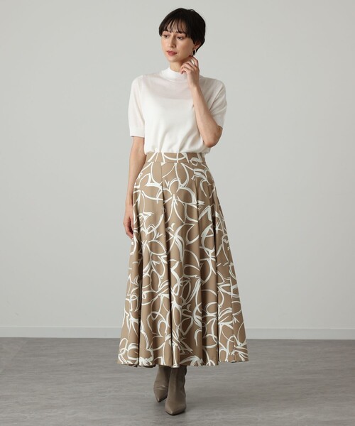 ANAYI（アナイ） スカート ウールトロピカルプリントアシメタック