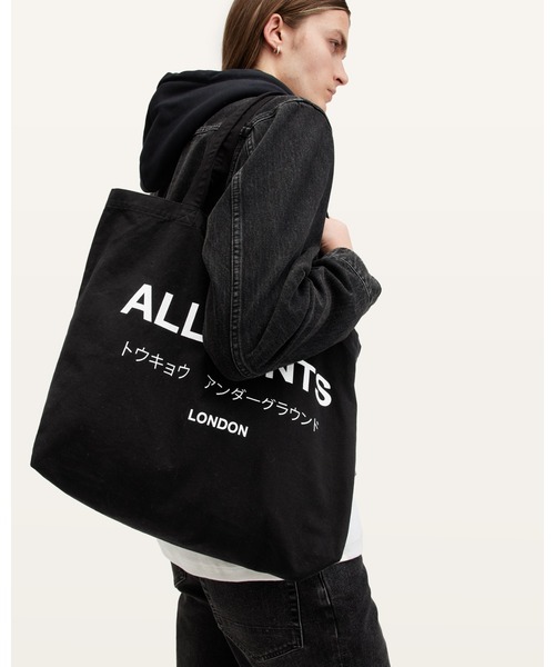 【ALLSAINTS】アンダーグラウンド トートバッグ ブラック UNDERGROUND LOGO PRINTED TOTE BAG | アンダーグラウンド ロゴ