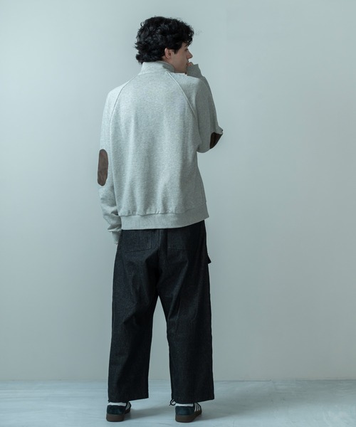 Be.Nection トレーナー スウェット ELBOW PATCH HALF-ZIP SWEATSHIRT