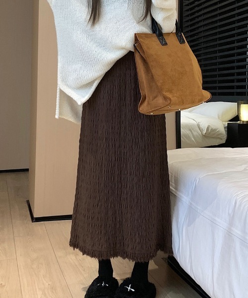 スカート Aライン ボコボコ 裾フリンジスカート : ZOZOTOWN