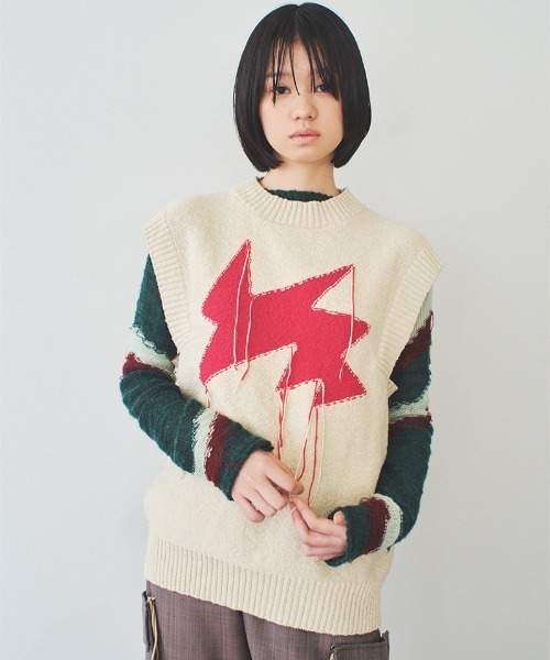 ベスト ジレ flash! knit vest レディース