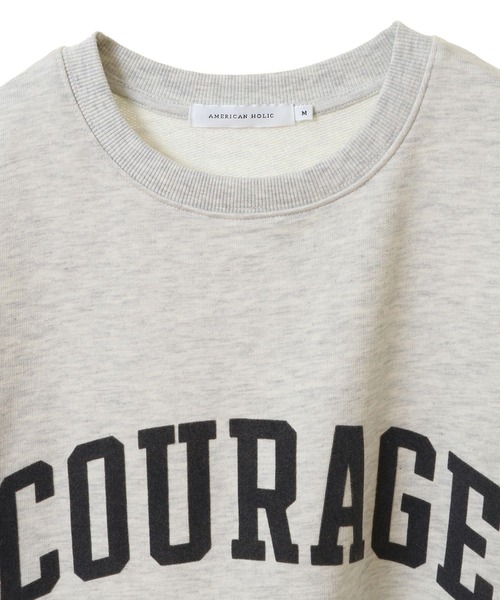 AMERICAN HOLIC トレーナー スウェット COURAGEフロッキーロングロゴ 