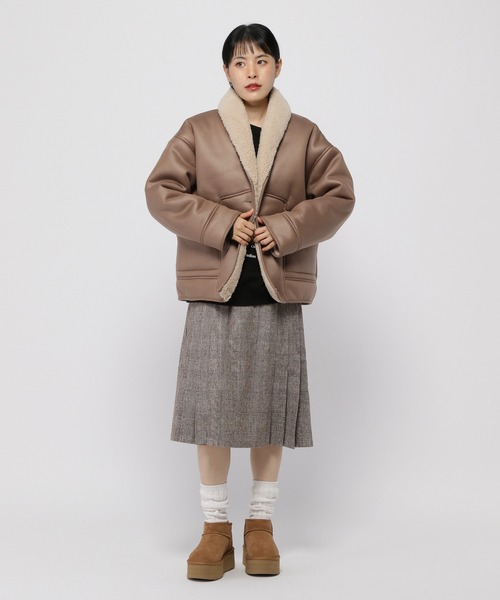 PLACE STUDIO ムートンコート ボアコート PLACE STUDIO／レザー