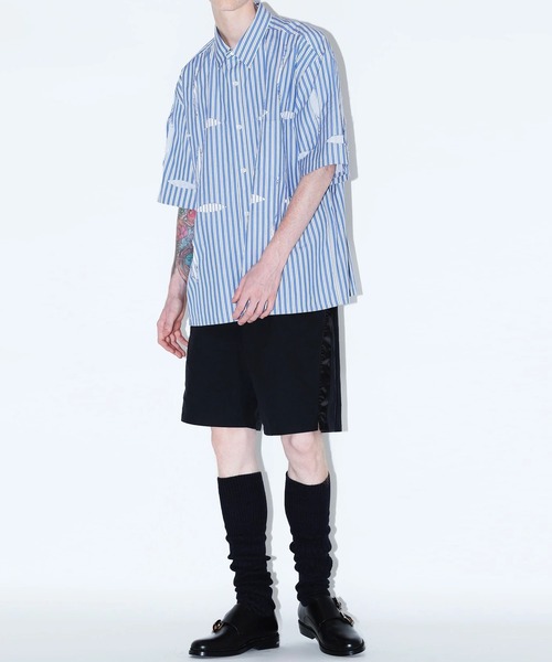 「大人気 新入荷 新品」に該当するファッション通販 VIRILIS TOGA 「TOGA メンズ ブルー 46 半袖シャツ VIRILIS」 トップス