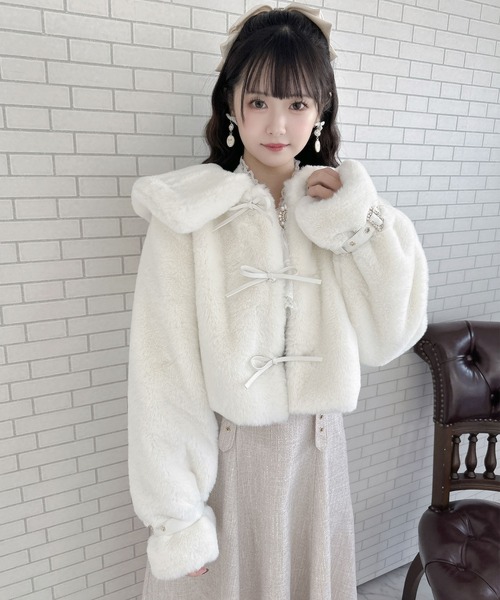 ファージャケット ミニ丈 ファーコート ファージャケット レディース グレー 無地