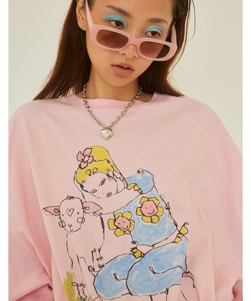 tシャツ 「8」「little sunny bite x natalie krim」 a girl long tee レディース メンズ Little sunny bite tシャツ 「8」「little x natalie krim」 a