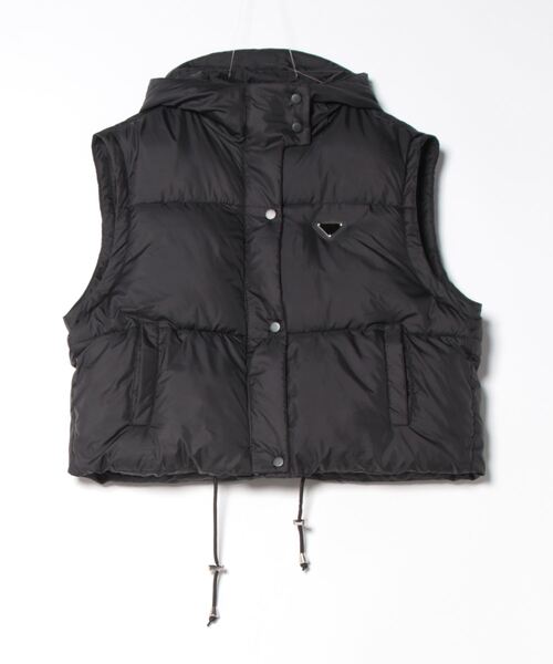 ダウンコート ダウンジャケット 2way 袖脱着 ワンポイント スタンド
