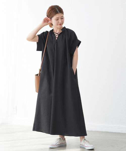 Spick & Span ブラックシャツワンピース 半袖 Spick＆Span 「Spick & Span」 半袖ワンピース - ブラック