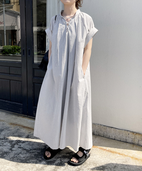 Spick & Span ブラックシャツワンピース 半袖 Spick＆Span ワンピース 「一部店舗+WEB限定」Champion