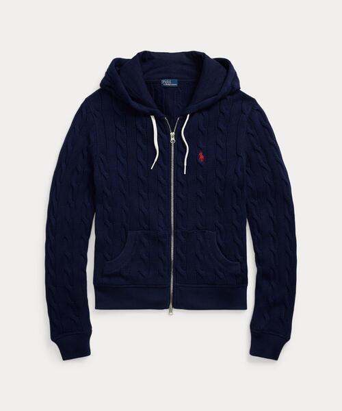 定番のお歳暮＆冬ギフト POLO コットン ケーブルニット パーカー LAUREN RALPH ジャケット・アウター