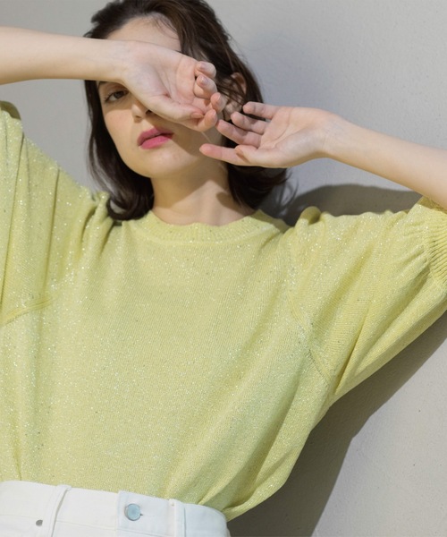 OPAQUE.CLIP｜スパンコールパフスリーブニット | Rakuten