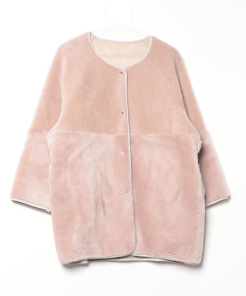 ELENDEEK ノーカラー コート ベージュsize F ふわふわかわいい ELENDEEK（エレンディーク） コート FREE ベージュ レディース