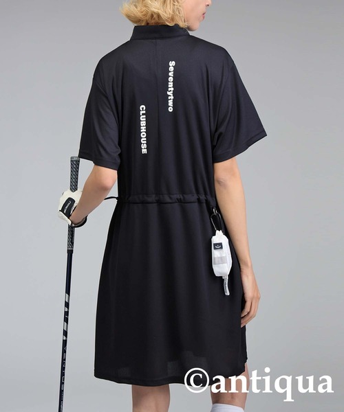 ワンピースブラック antiqua ワンピース 「STCH」メッシュドロストワンピース