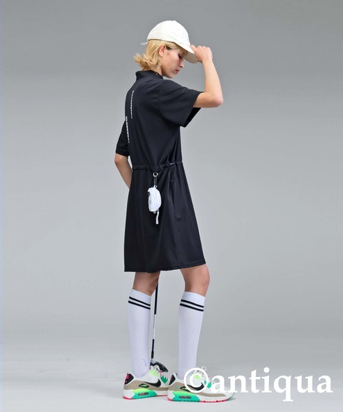 antiqua ワンピース 「STCH」メッシュドロストワンピース