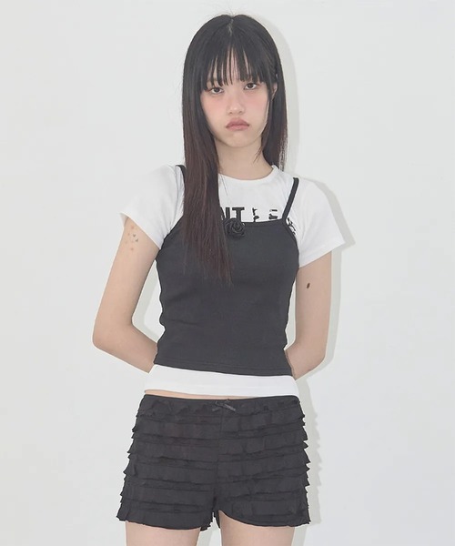 tシャツ A'GEM/9 × .kom 「 FANCY CLUB/ファンシークラブ」 3-WAY LETTERING CORSAGE TEE/3WAY FANCY CLUB tシャツ A'GEM/9 × .kom 「 CLUB/ファンシークラブ
