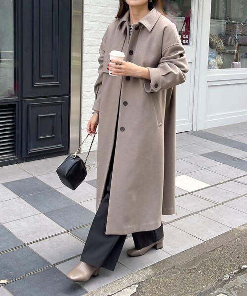 「fredy emue」 ステンカラーコート 38 チャコールグレー レディース_画像2