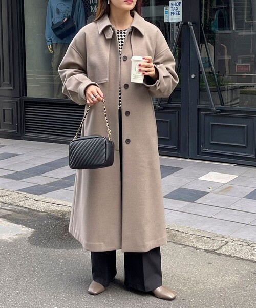 「fredy emue」 ステンカラーコート 38 チャコールグレー レディース_画像4