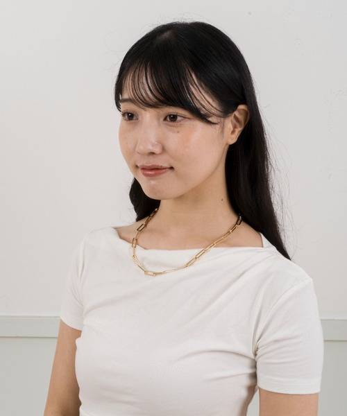 スクエア型チェーンネックレス☆【Jenny Bird】Andi Slim Chain Andi Slim Chain | Two-Tone Paperclip Chain Necklace | JENNY BIRD