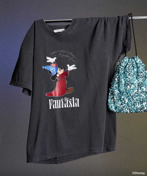 tシャツ 「DISNEY FANTASIA」 ビッグフロント プリントTシャツ/ディズニー/ファンタジア/ミッキーマウス レディース