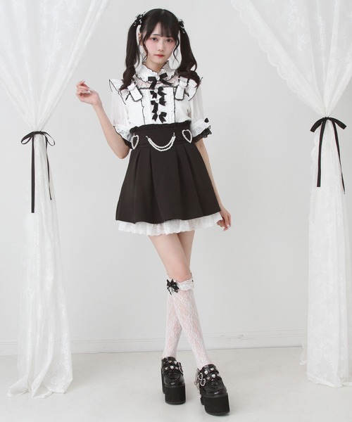 ブラウス シャツ ハートベルトチョーカービジューブラウス レディース DearMyLove ブラウス シャツ ハートベルトチョーカービジュー