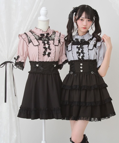 ブラウス シャツ ハートベルトチョーカービジューブラウス レディース DearMyLove ブラウス シャツ ハートベルトチョーカービジュー