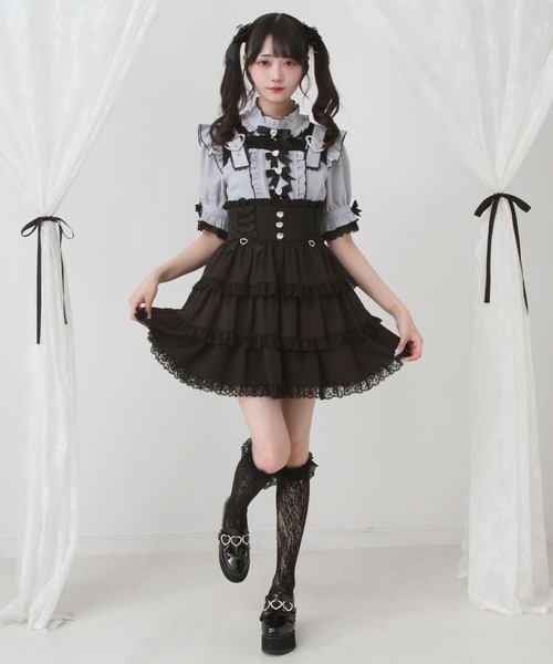 ブラウス シャツ ハートベルトチョーカービジューブラウス レディース DearMyLove ブラウス シャツ ハートベルトチョーカービジュー