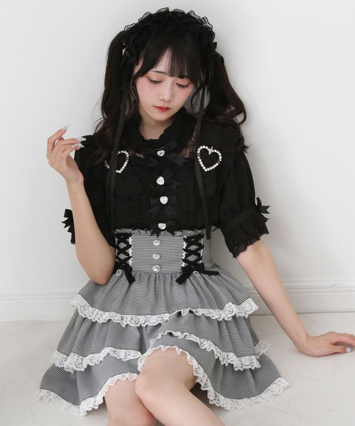 ブラウス シャツ ハートベルトチョーカービジューブラウス レディース DearMyLove ブラウス シャツ ハートベルトチョーカービジュー