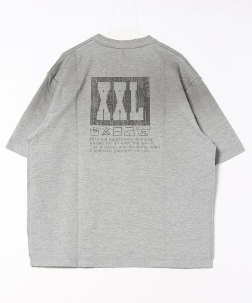 MASONPRINCE 英文字 プリントダメージ Ｔシャツ オーバーサイズ オーバーサイズ ダメージ加工 ステッカープリントTEE DT4295