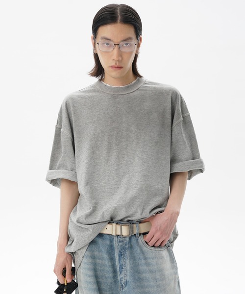 MASONPRINCE Tシャツ プリント ダメージ ウォッシュド 男女兼用 MASONPRINCE tシャツ オーバーサイズ スプレー加工 バック