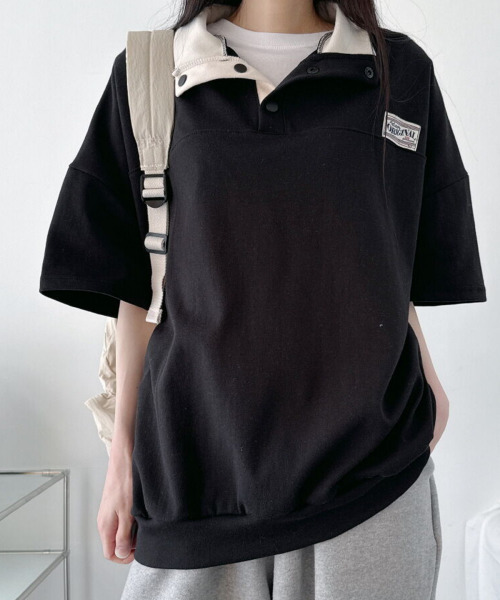 tシャツ バックオープンヘンリーネックTシャツ レディース tシャツ バックデザインヘンリーネックシアートップス