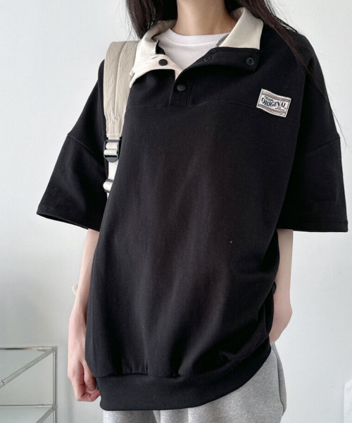 tシャツ コットンヘンリーネックプルオーバー レディース tシャツ ヘンリーネックTシャツ 半袖 レディース : ZOZOTOWN