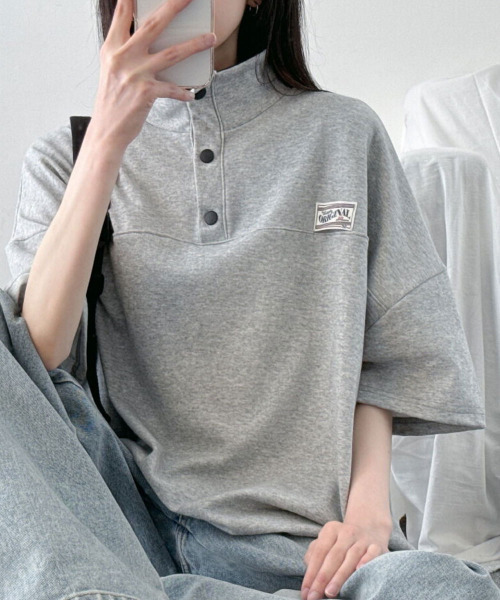 tシャツ コットンヘンリーネックプルオーバー レディース zeroオーガニックコットンストレッチヘンリーネックプルオーバー