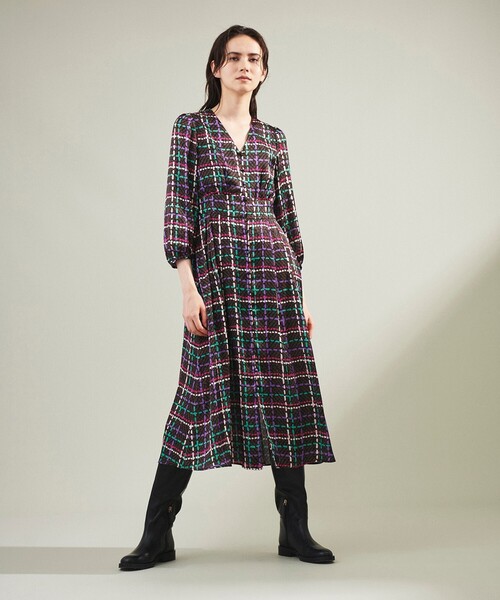 【中古】ディースクエアード DSQUARED2 23AW 総柄 ロングワンピース ドレス 38 マルチカラー S75CV0718 国内正規 ディースクエアード DSQUARED2 23AW 総柄 ロングワンピース ドレス