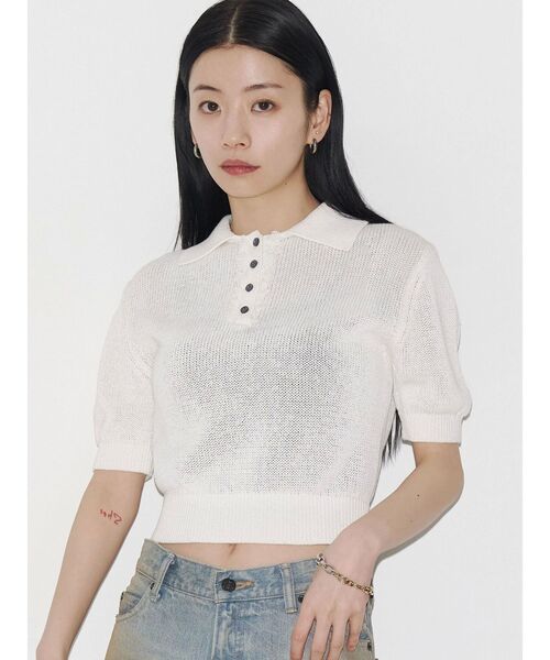 ニット セーター 「VEQUM」SHEER DRY POLO KNIT レディース