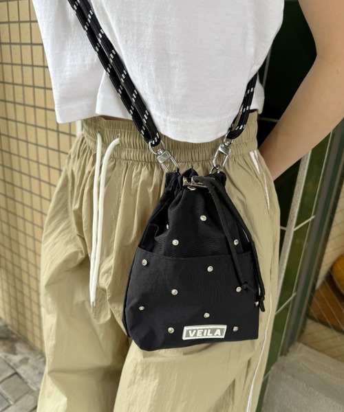 CLEA ショルダーバッグ バッグ ビジューデザインミニサコッシュバッグ