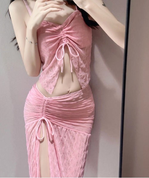 FREE STYLISTS 水着 Y2K ナローシルエットパレオ付き シアー
