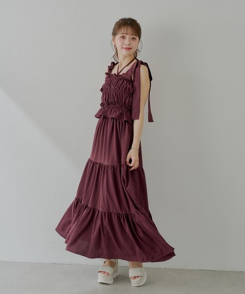 ★ChicLine★ ルシリボンタイ配色ワンピース 楽天市場】フロントタックワンピース レディース プルオーバー