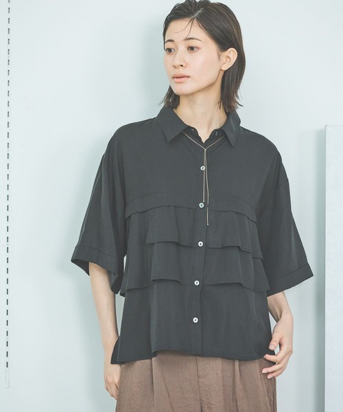 LAKOLE（ラコレ） ブラウス シャツ 半袖 ティアードシャツ6分袖