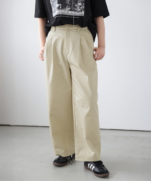 La-gemme マルチサイズ チノパン チノ2タックワイドストレートパンツ