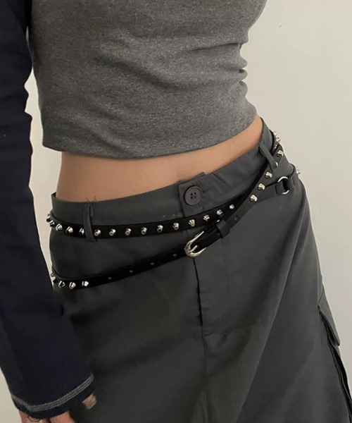 CELENA BEATS ベルト Y2K ロックスタッズ ベルト/ グランジ系 細ベルト