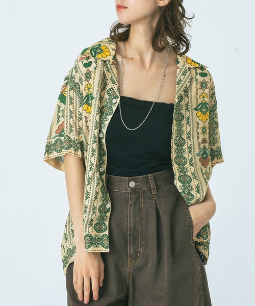 HLAADA for ROSEBUD｜花柄ラッフルブラウス HLAADA ブラウス シャツ (HLAADA for ROSEBUD)FLOWER LINE SHORT