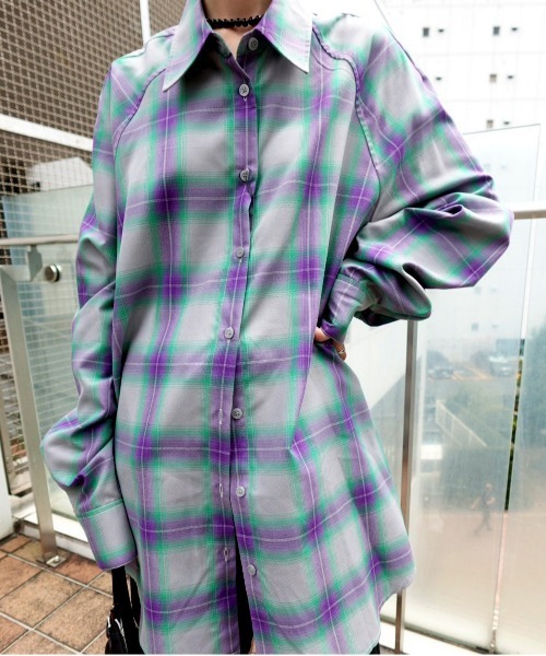 Ameri（アメリ） ブラウス シャツ OMBRE CHECK VARIATION SHIRT 