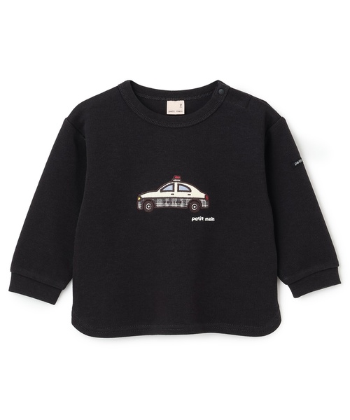 petit main tシャツ 働く車アップリケ接結長袖Tシャツ キッズ 子供服