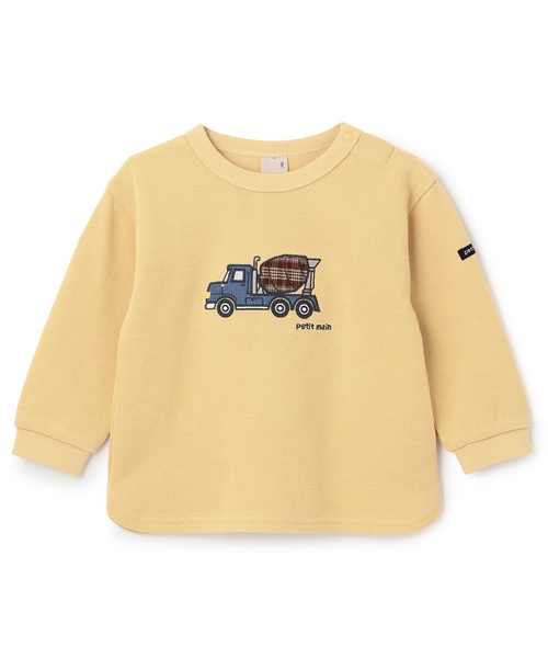 petit main tシャツ 働く車アップリケ接結長袖Tシャツ キッズ 子供服