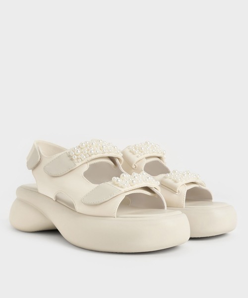 「CHARLES & KEITH」 フラットサンダル 25.5cm ブラック系その他2 レディース_画像2