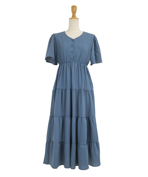 「BLUEEAST」 半袖ワンピース MEDIUM ブルーグレー レディース_画像9