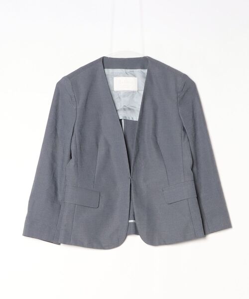 美品 ボールジィ 上質 ギマラッセル ノーカラージャケット 36 ネイビー Ballsey（ボールジィ） ノーカラージャケット 36 ネイビー レディース