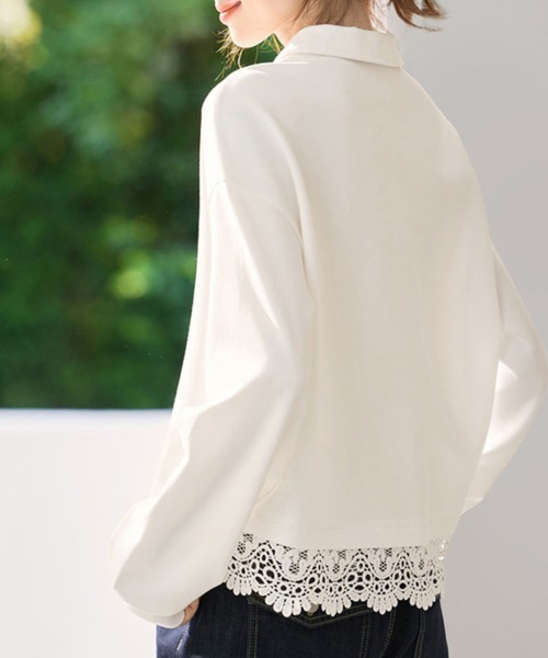 ブラウス シャツ クラシック襟レースブラウス レディース : ZOZOTOWN