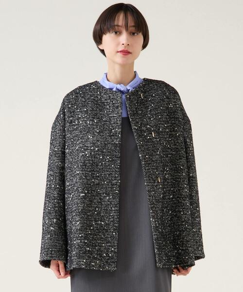 新品未使用　マルティニーク　定番　ノーカラーコート シャギー　グレー martinique(マルティニーク)｜ノーカラーコート/グレー の通販