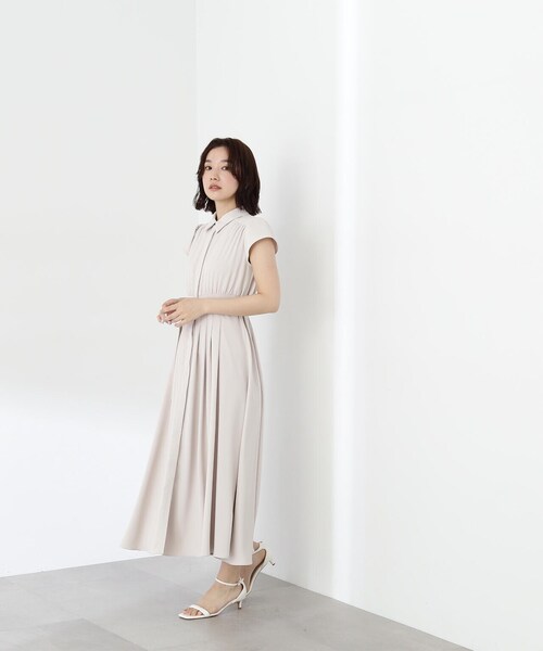 「NATURAL BEAUTY BASIC」 半袖ワンピース MEDIUM ネイビー レディース_画像3